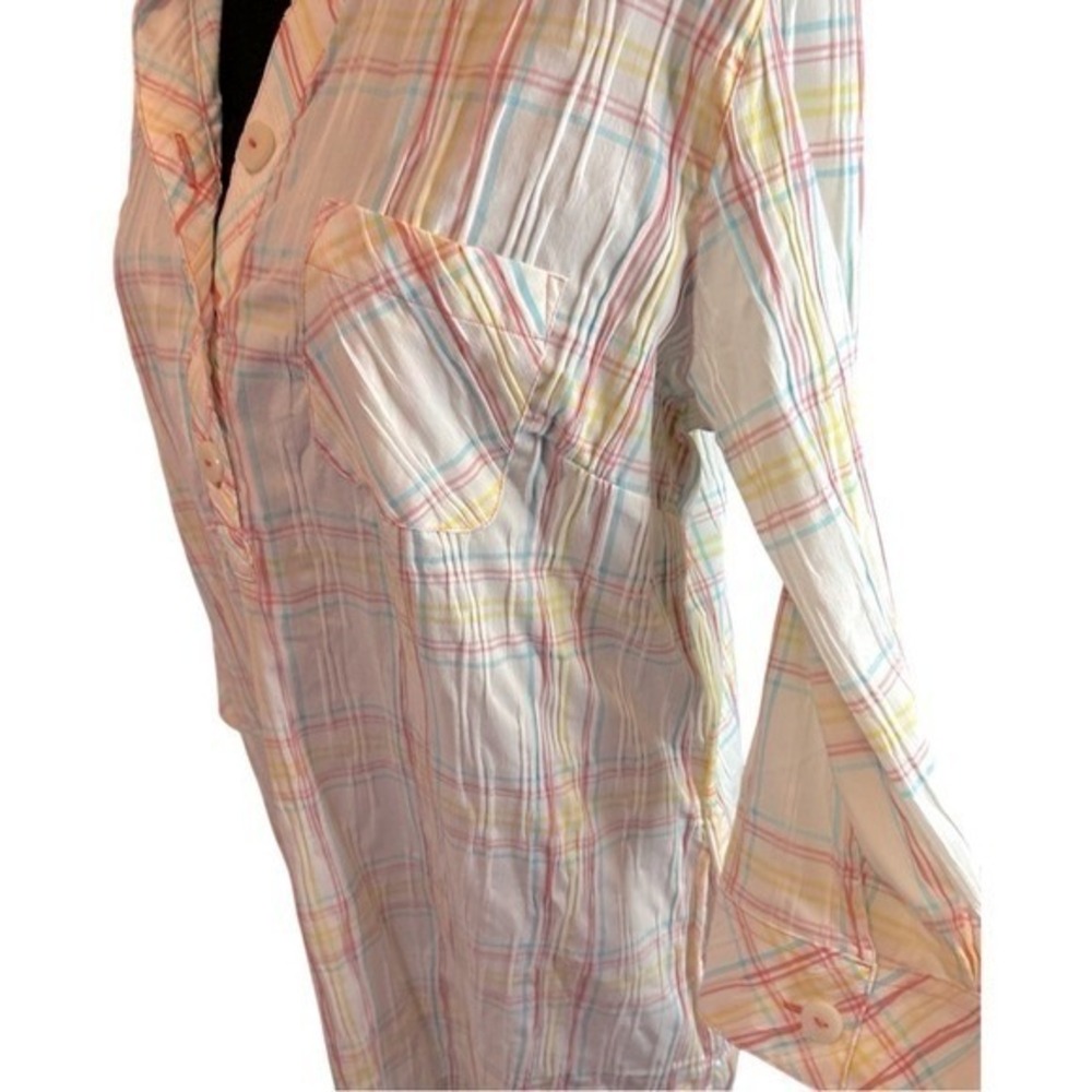 Foxcroft Plaid Shirt Dress 3/4 Sleeve Pocket Collared Size 12 - Picture 5 of 10
